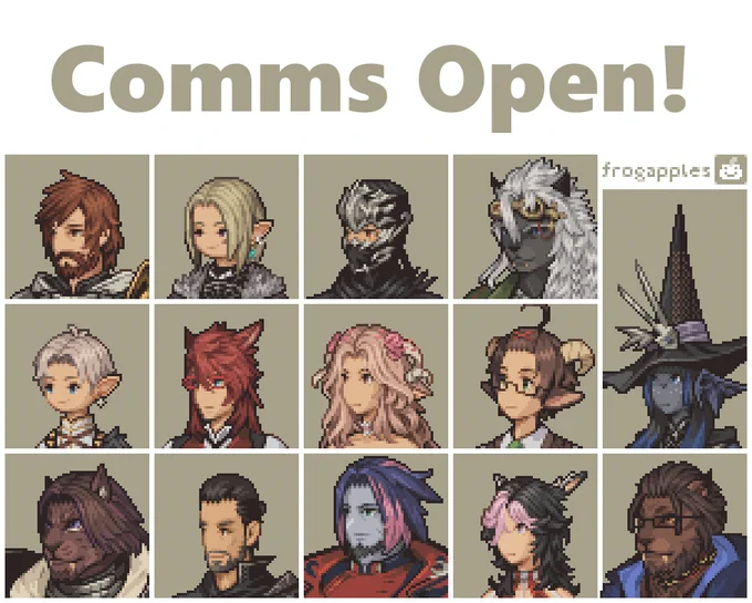 Final Fantasy Tactics Portraits OPEN  

first 20 to sign up gets the slot 

another 20 slots will be raffled among everyone who signed up to the email list  

get your slots here: https://t.co/kRmPFGbn2k 