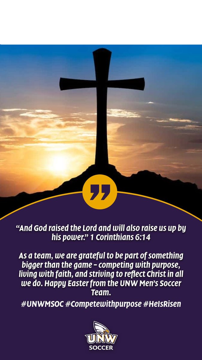 unwmsoc's tweet photo. UNW Men's Soccer Easter Message
#unwmsoc #competewithpurpose #UNWNation https://t.co/4IkjhYevTC