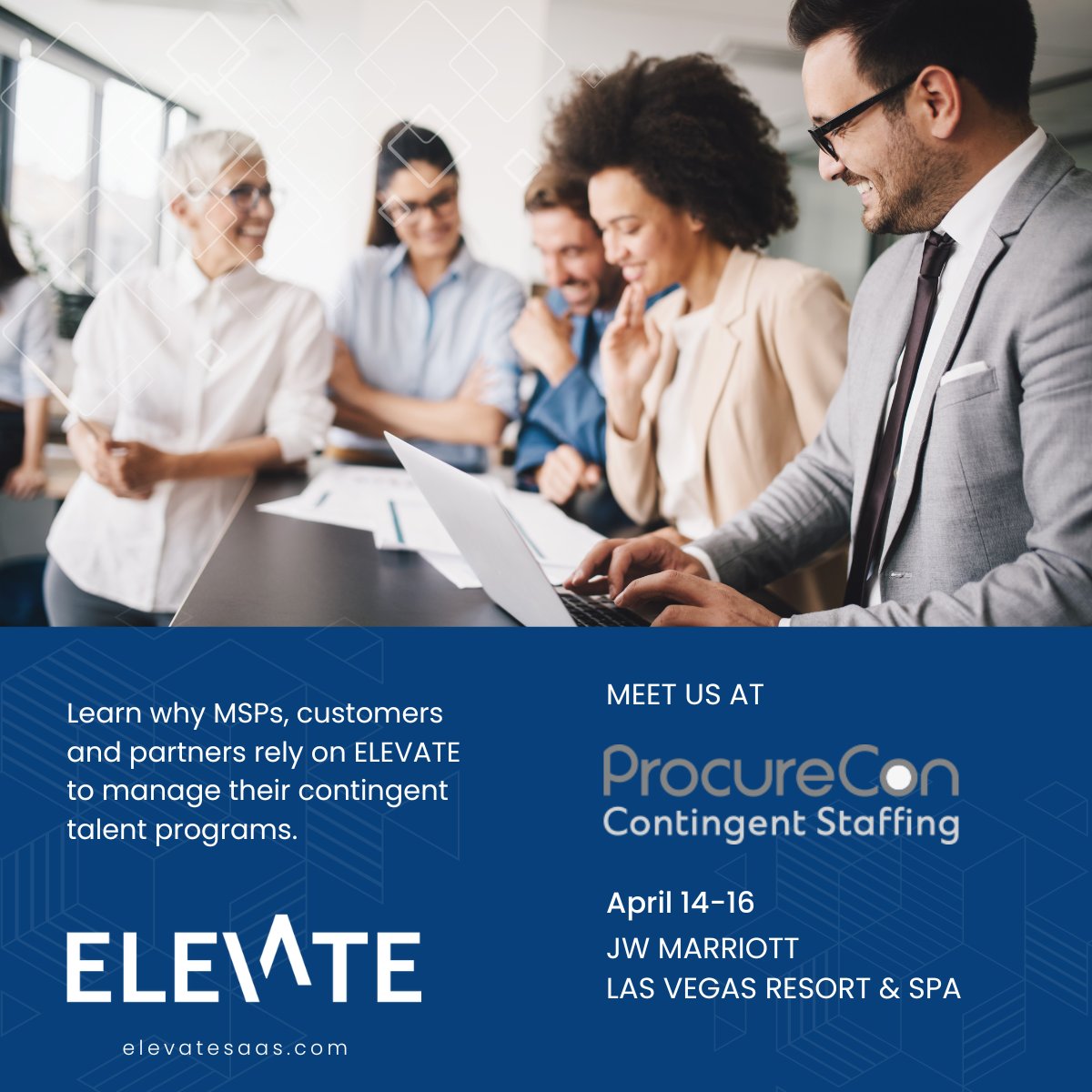 elevatesaas's tweet photo. Managing contingent talent isn’t just about efficiency. It’s about visibility, control and making smarter decisions. That’s exactly what ELEVATE VMS is designed to deliver. Come see us at @ProcureCon Contingent Staffing to learn more. #ContingentWorkforce #HR #ELEVATE #VMS https://t.co/yPV3foFZLT