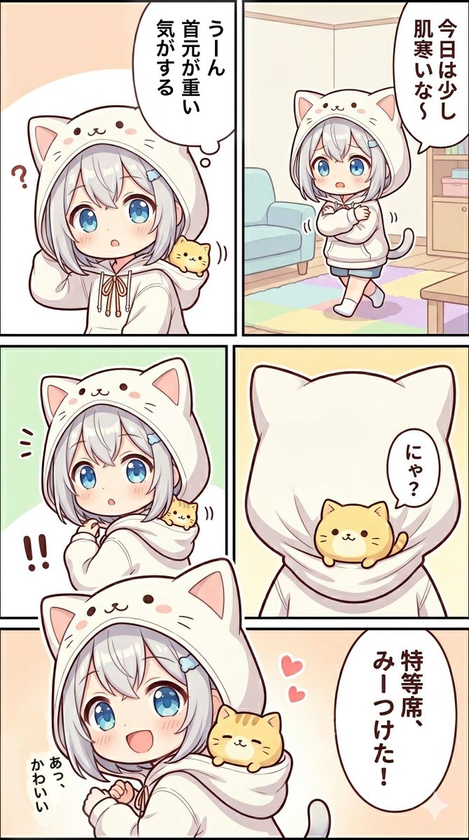 Sironekogirl_AI's tweet photo. 白猫ねこ子のゆるふわマンガ185

「ひみつの特等席みーつけた！」 https://t.co/mKOCG275OL