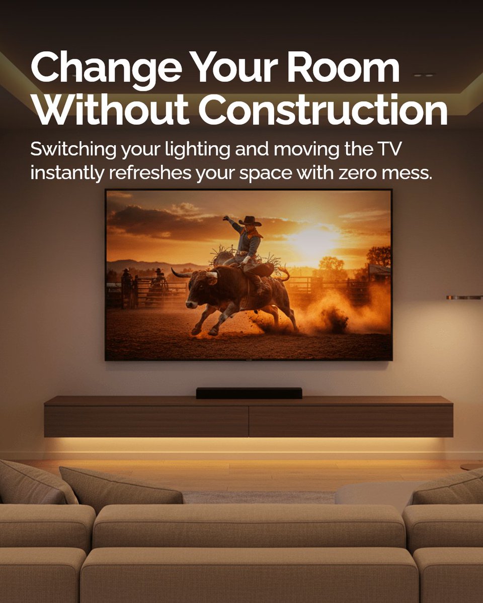 TimHuff935203's tweet image. Want to refresh a room without remodeling? Swap out your lighting and reposition your TV. It's the fastest way to make the space feel brand new—no dust, no hassle, just smart updates that wow. #HomeAudio #AudioVideo #Schertz #Boerne #NewBraunfel