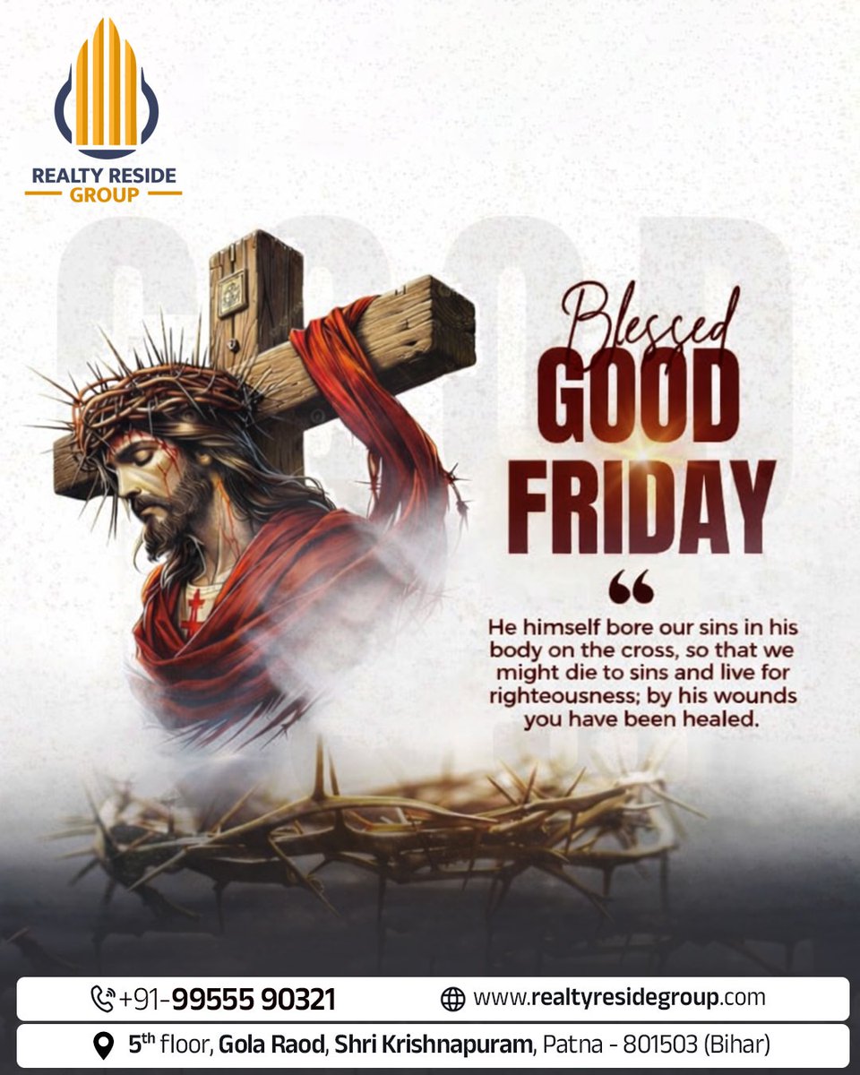 realtyreside_'s tweet photo. ✝️ Wishing you a blessed Good Friday 🙏

On this sacred day, may we remember the values of sacrifice, love, and faith.
Let’s reflect, pray, and spread kindness all around. 🌿✨
Warm wishes from Realty Reside Group.

#GoodFriday #Blessings #FaithAndHope #RealtyResideGroup https://t.co/CVwcHpabuR