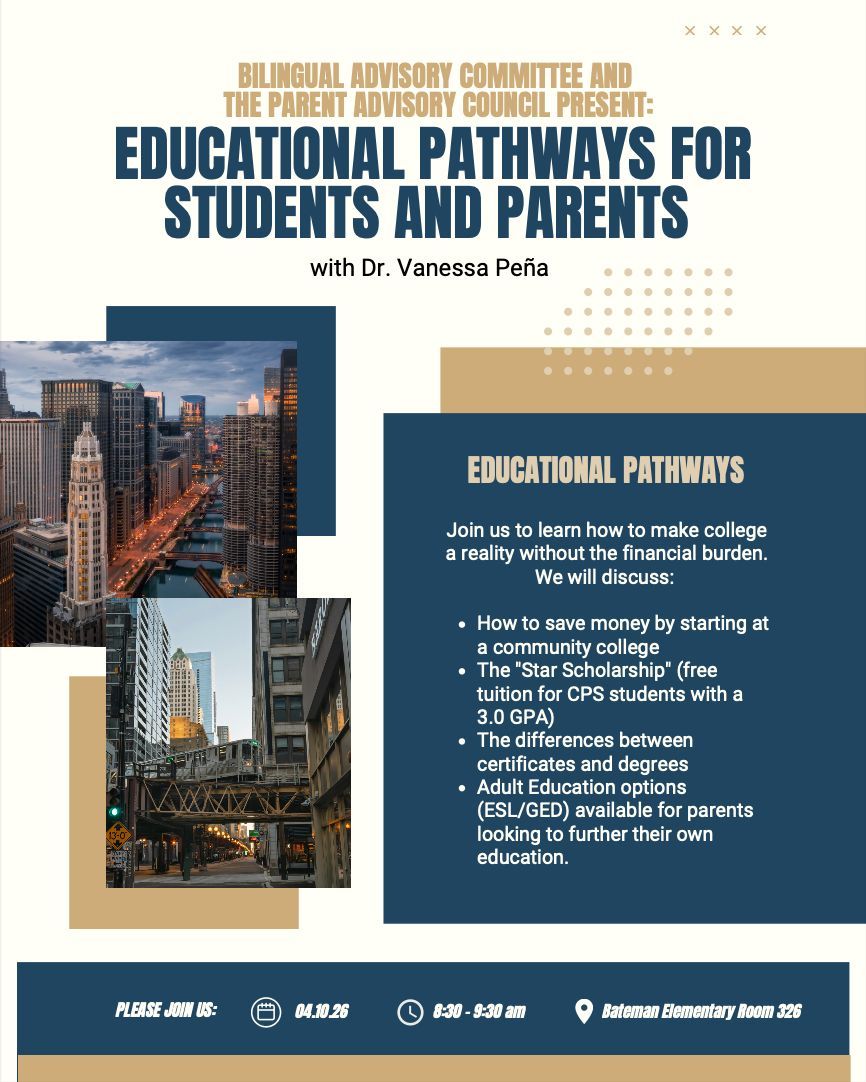 BatemanES's tweet photo. 1️⃣ week away from the next BAC/PAC Meeting on Fri, April 10 at 8:30. Dr. Vanessa Peña will be presenting on educational pathways for students &amp; parents. Her session will cover community college options, the Star Scholarship, &amp; adult education opportunities. Hope to see you there! https://t.co/D0bzcPCA1V