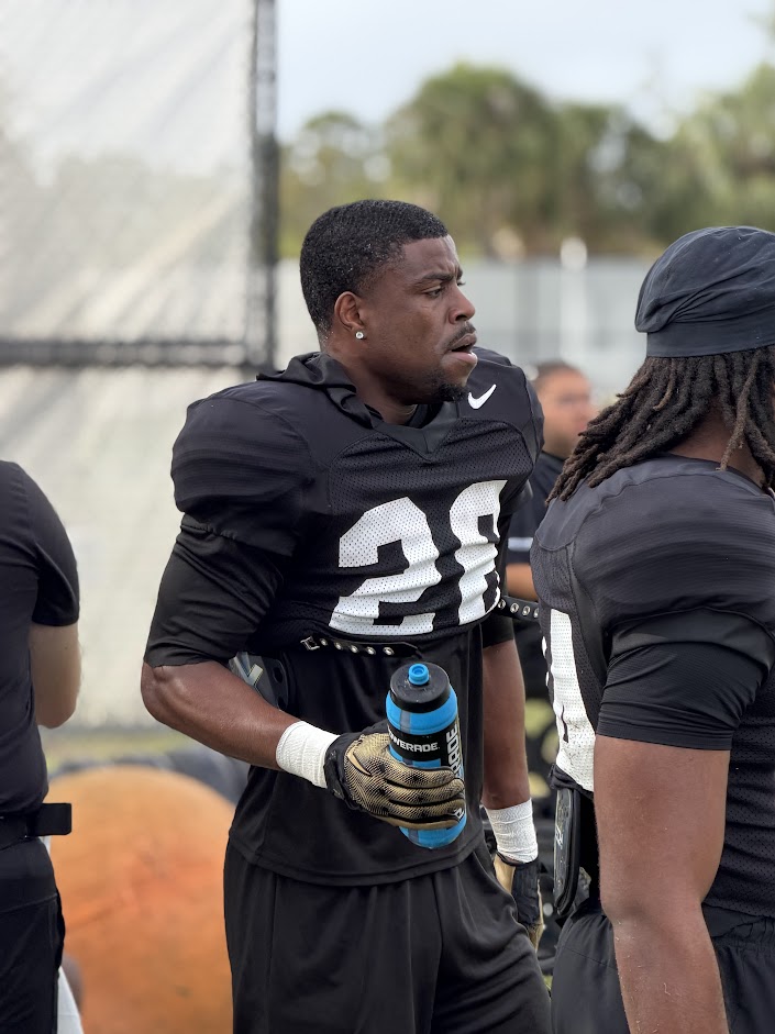 osmattmurschel's tweet image. #UCF running backs Arthur Lewis IV (24), Duke Watson (26) and Kaj Baker (20) during the team's 3rd practice of spring camp on Friday.