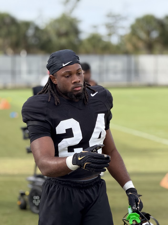 osmattmurschel's tweet image. #UCF running backs Arthur Lewis IV (24), Duke Watson (26) and Kaj Baker (20) during the team's 3rd practice of spring camp on Friday.