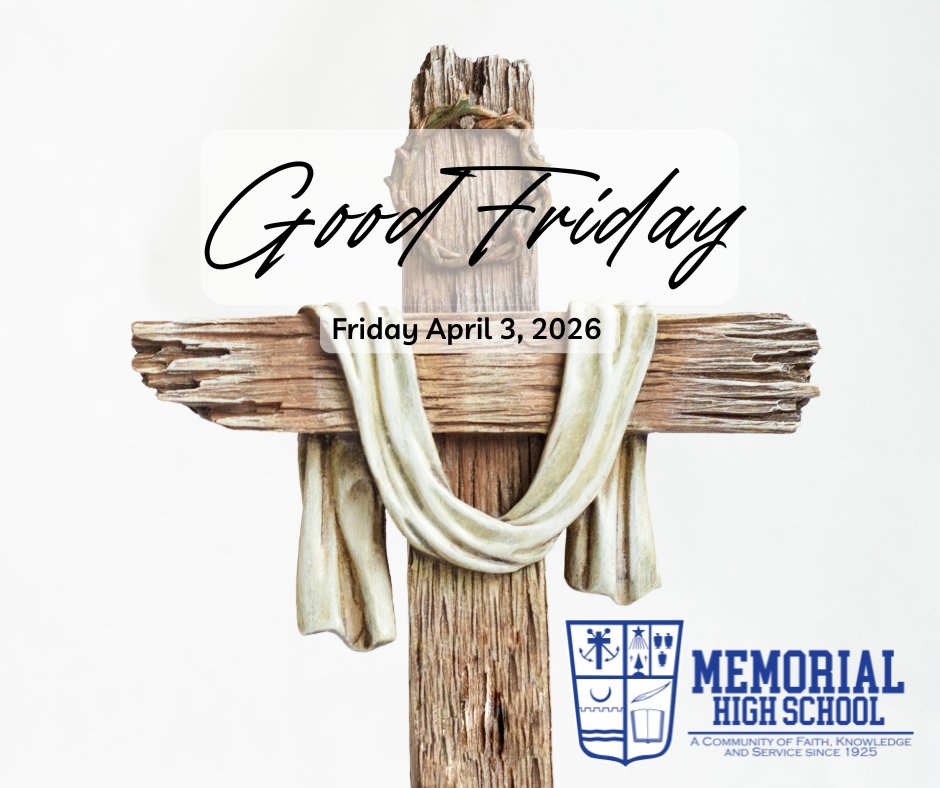 ReitzMemorial's tweet photo. Today, we pause.

On this Good Friday, we remember the ultimate sacrifice—an act of love that defines our faith and shapes who we are as a Memorial community.

In the quiet, there is meaning.
In the sacrifice, there is purpose.
And in the cross, there is hope.

As a school rooted in the tradition of the Brothers of Holy Cross, we are reminded that even in the darkest moments, light is never far behind.

May this day be one of reflection, gratitude, and faith.

✝️ #MoreAtMemorial #GoodFriday #HolyCrossTradition