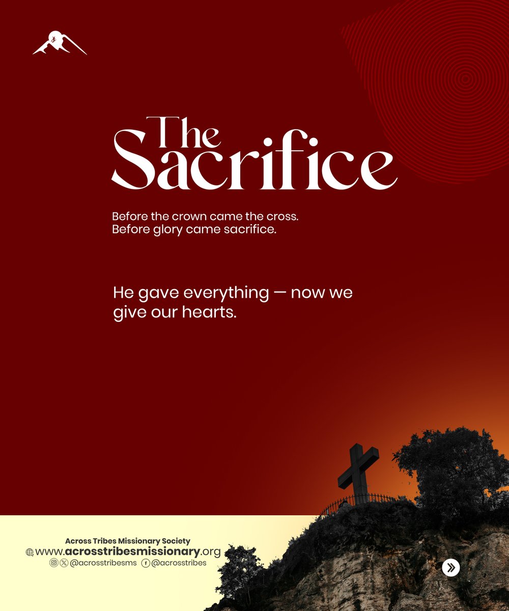 acrosstribesms's tweet photo. He carried the weight of our sins so we could walk in freedom.
On the cross, love spoke louder than pain — and grace was written in blood.
This is Good Friday… pause, reflect, and respond. 
https://t.co/DUPVwW1hqD
#GoodFriday #acrosstribesmissionary https://t.co/hLjQ3IlKQy