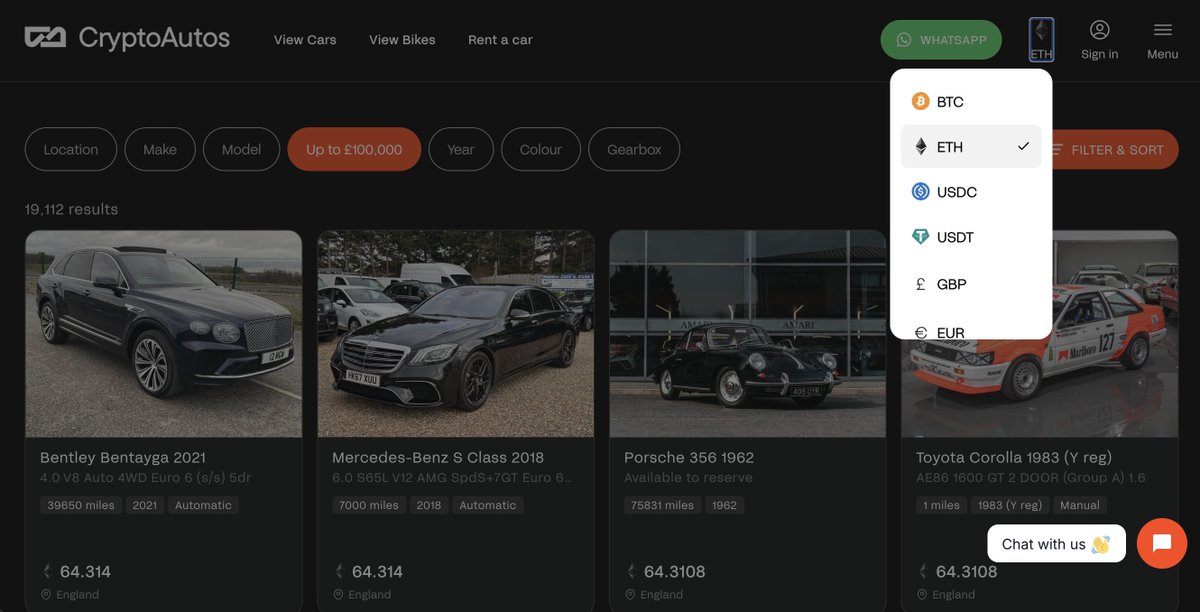 We accept payments with literally 100's of crypto assets, and we've furthered the utility of so many tokens by creating a system where they can be utilised as collateral for vehicle purchases.

We've sold vehicles in <a href="/tether/">Tether</a> $USDT <a href="/circle/">Circle</a> $USDC <a href="/solana/">Solana</a> $SOL <a href="/ethereum/">Ethereum</a> $ETH