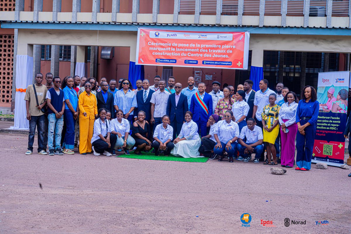 RDC_IYAFP's tweet photo. Sous l’égide de #SG à la santé ,@RDC_IYAFP a pris part à la cérémonie de pose de la première pierre marquant le lancement des travaux de construction de centre des jeunes , organisé par le #PNSA grâce à l’appui de @MakokiYaMwasi via le financement de @NorwayInDRC. https://t.co/UCy7T4vB3e