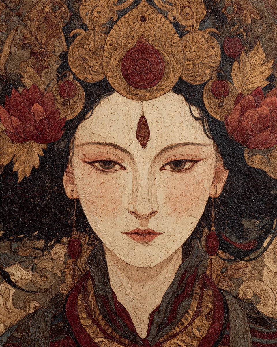 tisch_eins's tweet image. ⏰8 days - one prompt every day that I love. Just for you. All for Midjourney V7.

005: Mystic thangka art  
Prompt: [SUBJECT], mystic thangka art     --v 7

#promptshare #tischeins #aiart