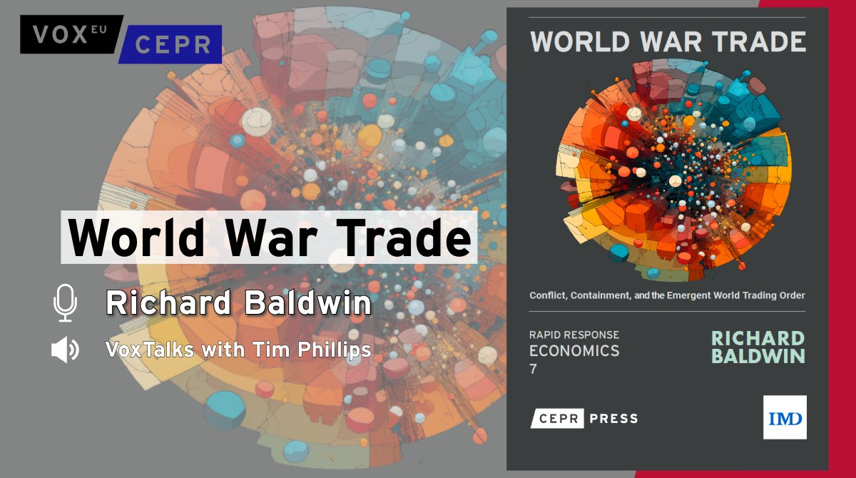 voxeu's tweet image. New VoxTalks Economics podcast: World War Trade

In this week’s episode, @BaldwinRE @IMD_Bschool tells @timsvengali that world trade entered a state of cold war.

Listen now: ow.ly/1RFB50YCeOg 
Download the eBook: ow.ly/f5r950YCeOf 

#Econ #TradeWar #Tariffs