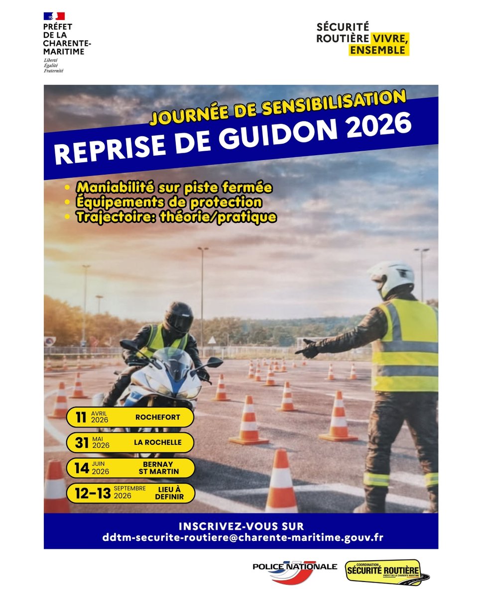 Image de Préfet de la Charente-Maritime - #SécuritéRoutière #ArrêtonsLeMassacre | Motards, scootéristes… prêts pour la reprise ? Le soleil re