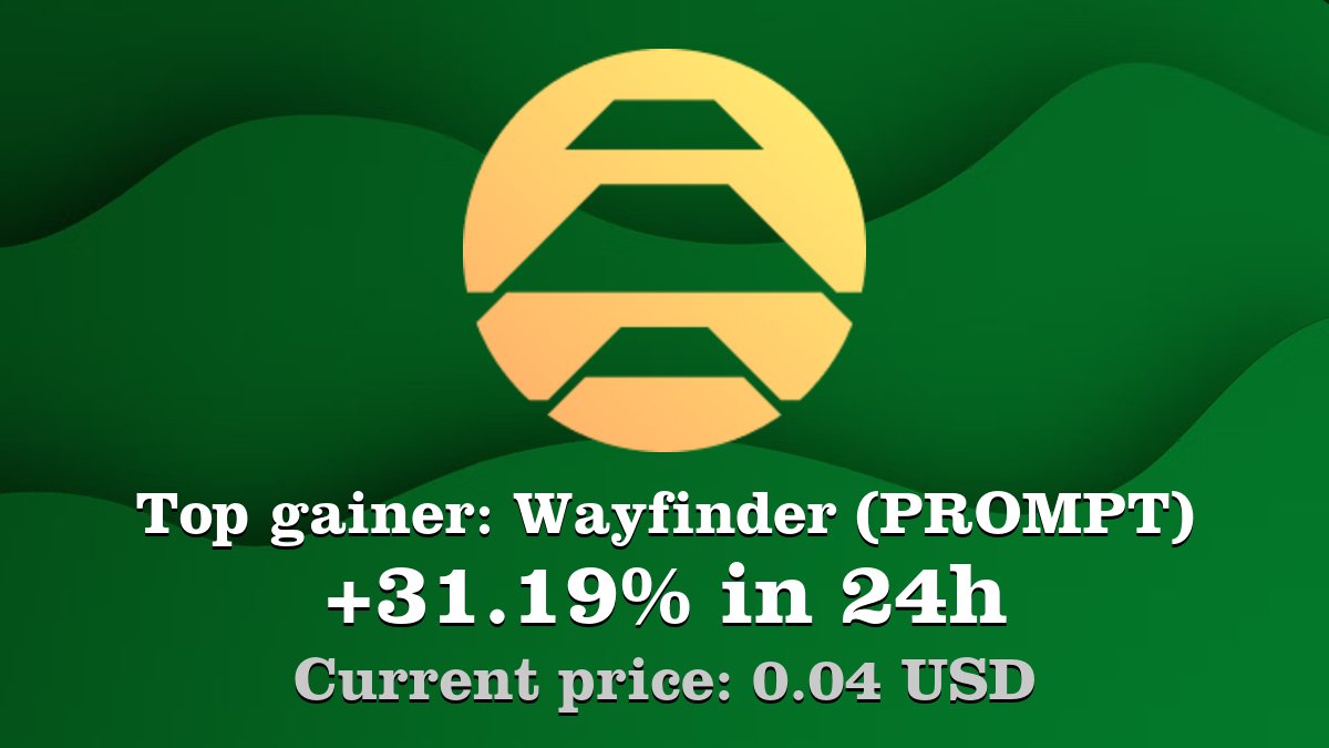 Coinwink's tweet image. Top gainer: #Wayfinder #PROMPT $PROMPT increased by 31.19% in 24h! Create your PROMPT #crypto alert: coinwink.com/prompt