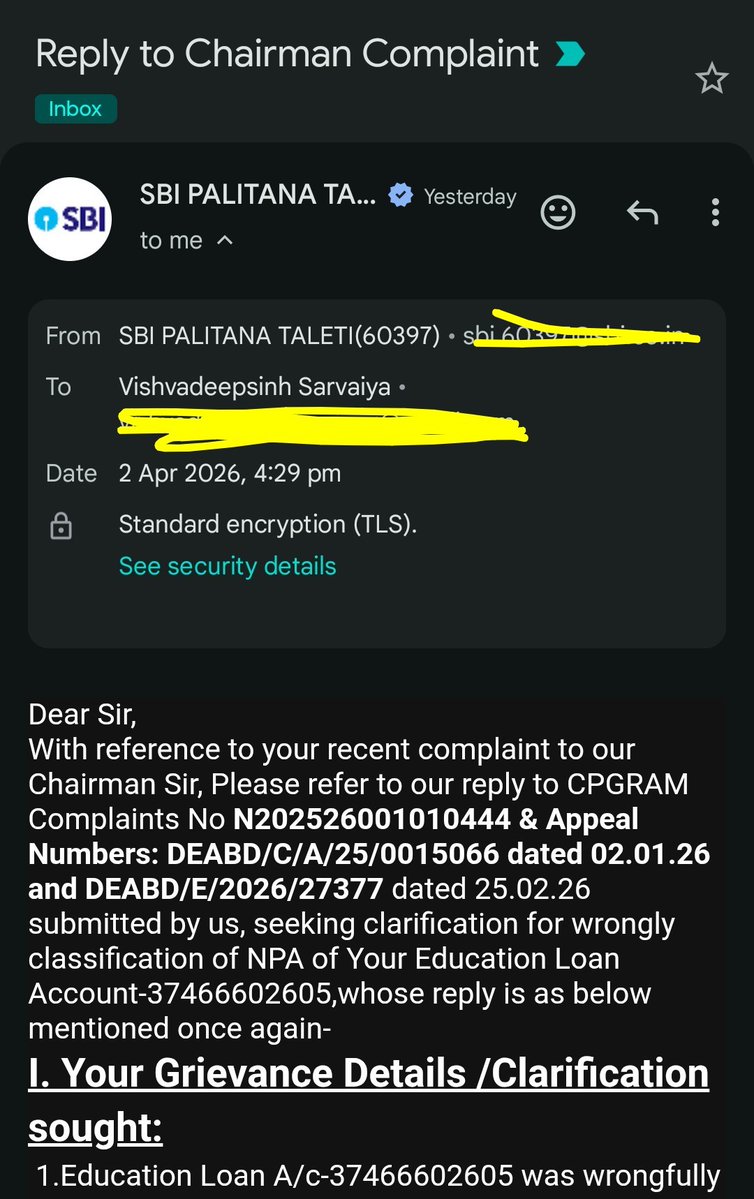 Raa_Navghan's tweet image. @narendramodi 
@PMOIndia @RBI, Wy r managers given authority tosolve complaints against themselves on behalf ofthe #SBI CEO? I demand a Vigilance inquiry into this cover-up and immediate restoration of my fundamental rights. #BankingFraud #SBI #DigitalIndia #JusticeForStudents