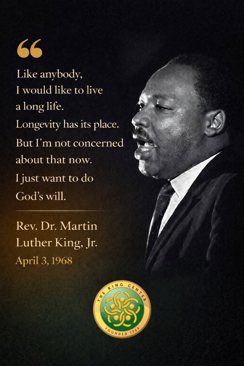 TheKingCenter's tweet image. “I just want to do God’s will.” April 3, 1968. The evening before he was assassinated.

#MLK #Mountaintop #PromisedLand #BelovedCommunity #TheKingCenter