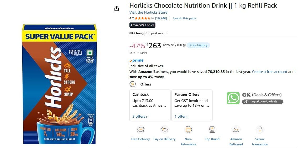 gearknowledge's tweet image. Horlicks Chocolate Nutrition Drink | 1 kg @ 236

amzn.to/4dgOjkF

#Amazon #Horlicks #NutritionDrink

⚡ Join 👉 tinyurl.com/gkChanneldeals