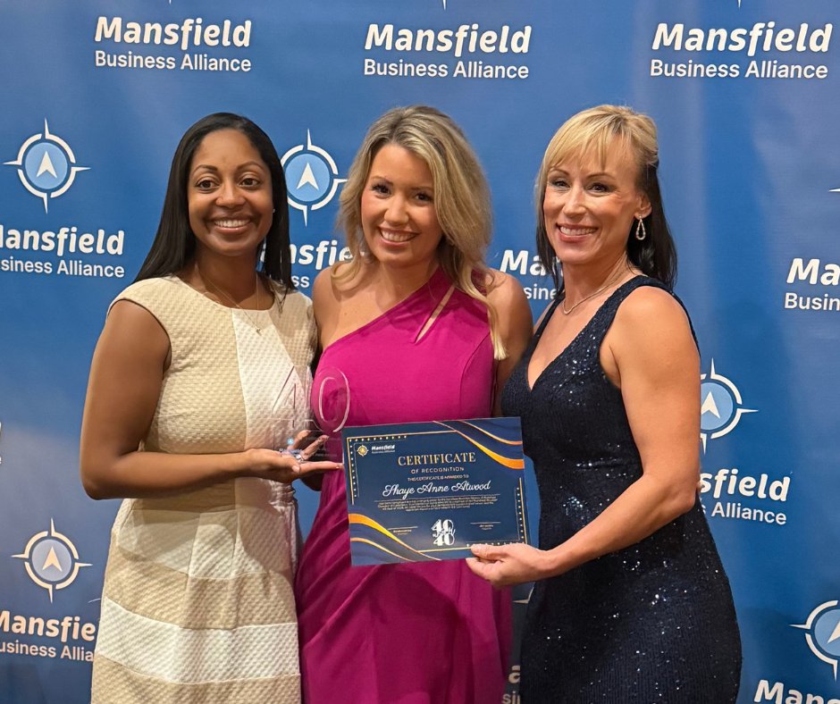 Congrats to our Mansfield ISD 40 Under 40 honorees! 🎉
Kelsey Smith, Kelsee Hudson, Shaye Atwood &amp; Emily Homler were recognized at the Mansfield Business Alliance gala. Proud of these leaders representing MISD! 👏