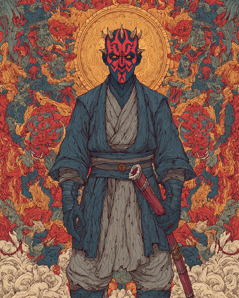 tisch_eins's tweet image. ⏰8 days - one prompt every day that I love. Just for you. All for Midjourney V7.

005: Mystic thangka art  
Prompt: [SUBJECT], mystic thangka art     --v 7

#promptshare #tischeins #aiart