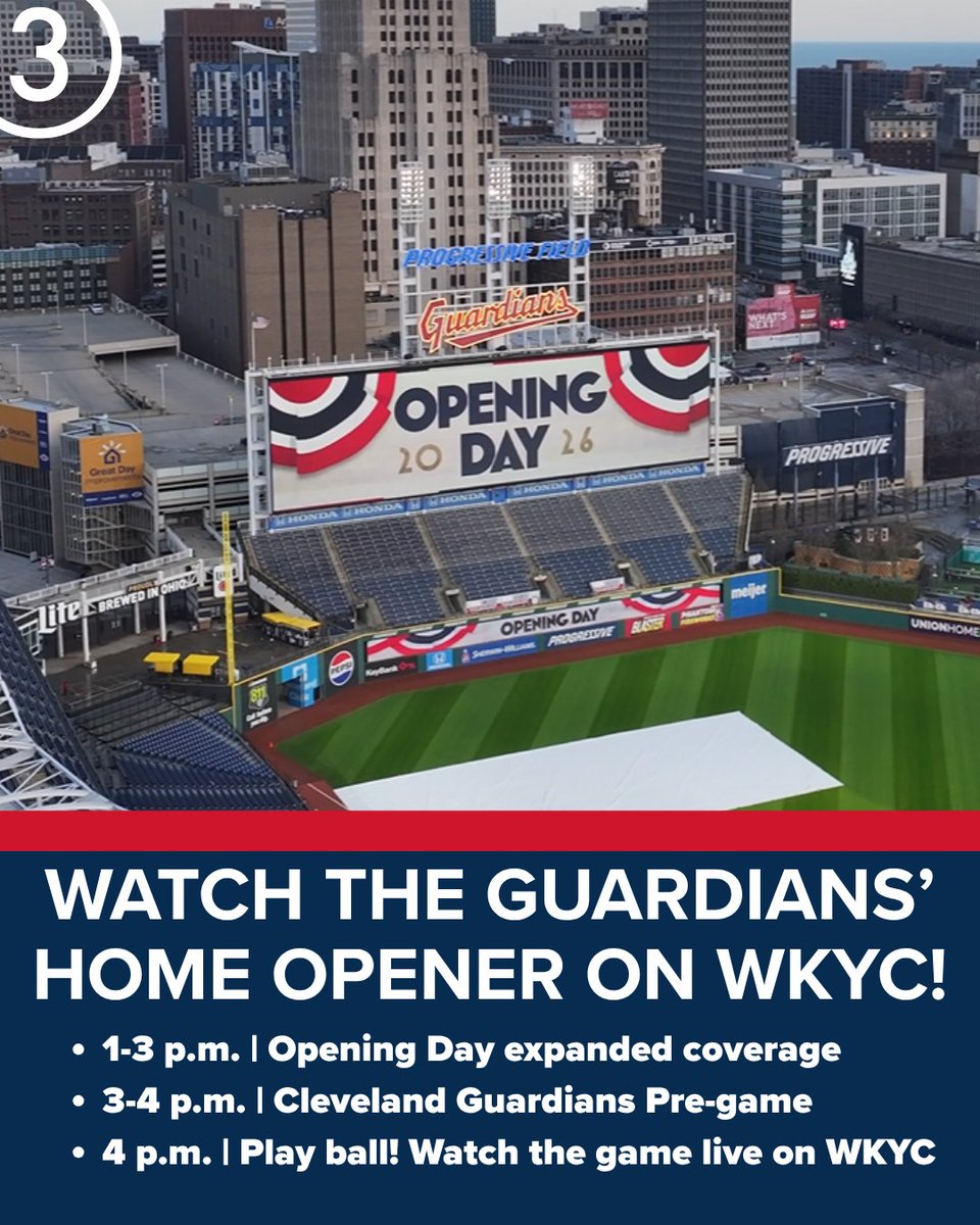 wkyc's tweet photo. HAPPY OPENING DAY! WKYC is your home for coverage of the Cleveland Guardians' home opener against the Chicago Cubs 

https://t.co/RM5ROLxqvV https://t.co/qzBAcy55jf