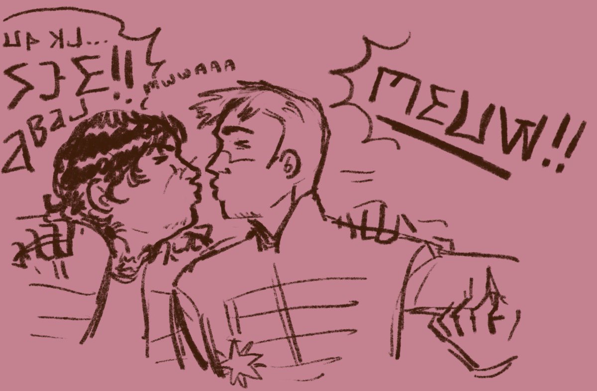LemohnTheCat's tweet photo. this was vague so I just did whatever Here lltbp Frikey being separated from each other bc they won’t stop kissing #mcr https://t.co/cpJmR1lt2W