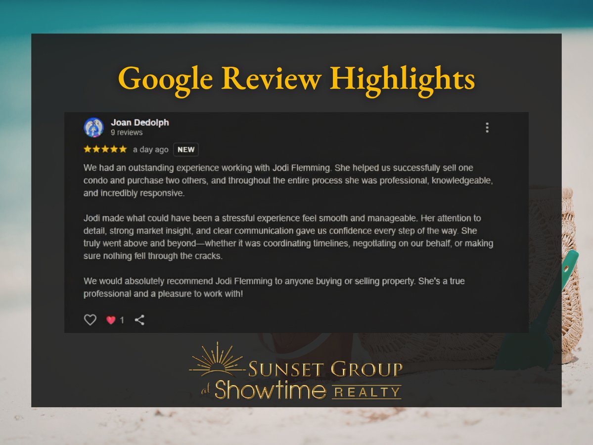 ShowtimeRealEst's tweet image. ⭐️ 𝗚𝗼𝗼𝗴𝗹𝗲 𝗥𝗲𝘃𝗶𝗲𝘄 𝗛𝗶𝗴𝗵𝗹𝗶𝗴𝗵𝘁 ⭐️

🏡 Buying, selling, or both? Work with a Realtor who delivers results every step of the way!
📞 Call Jodi Fleming today!
📱 Mobile: (941) 993-6331
#YouOnlyLiveOnceLetMeShowYouWhere #ShowtimeRealty #JodiFleming #5StarReview