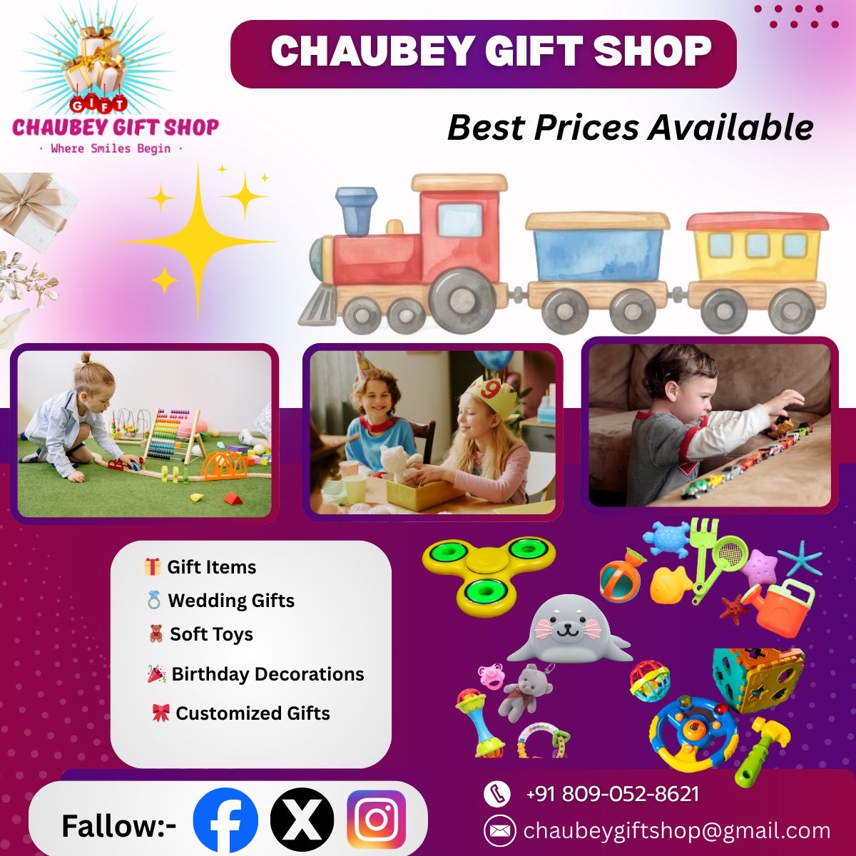 chaubeygiftshop's tweet image. 🎁 Perfect gifts for every occasion!
From birthdays to special moments, find something unique at Chaubey Gift Shop 💝

✨ Make every moment memorable with us!

#ChaubeyGiftShop #GiftIdeas #PerfectGift #SurpriseYourLovedOnes #GiftCollection #SpecialMoments #ShopLocal #GiftingLove