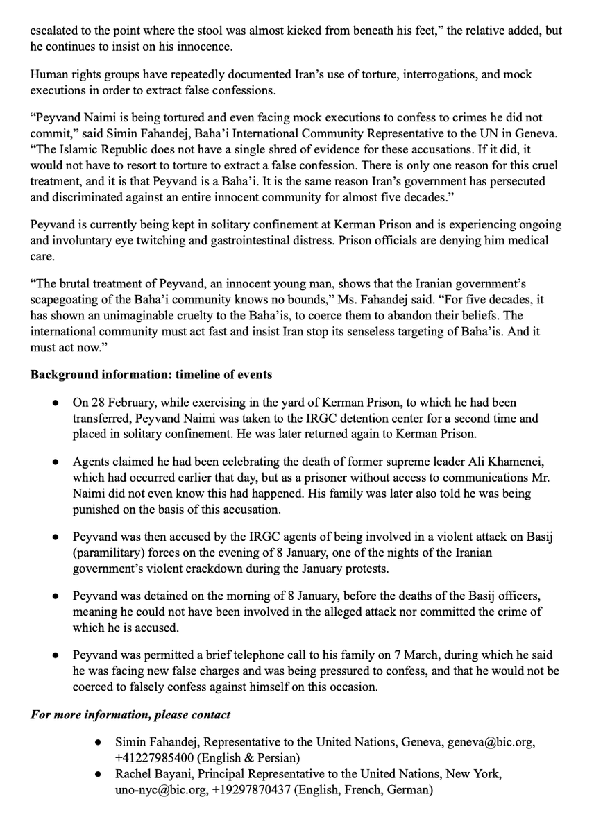 sasmitpatra's tweet photo. I have received a formal request to intervene in the case of Peyvand Naimi, who reportedly faces execution in Iran following prolonged interrogation and torture. Deeply concerned by reports regarding Peyvand Naimi, a young Baha'i currently imprisoned in Iran. The allegations of torture, mock executions, and forced confessions are distressing and demand immediate humanitarian attention.

In the interest of justice and human rights, I urge the Iranian authorities to ensure Mr. Naimi’s safety and a fair, transparent legal process. I also appeal for the protection of the wider Baha'i community from further escalation. Even amidst regional complexities, the sanctity of human life and the right to a fair trial must remain paramount. I call upon the Embassy of the Islamic Republic of Iran in India to convey these concerns to the relevant authorities for an immediate review of this case.

@IranAmbIndia | @Iran_in_India | @nilakshi19 | @BahaiOPAIndia