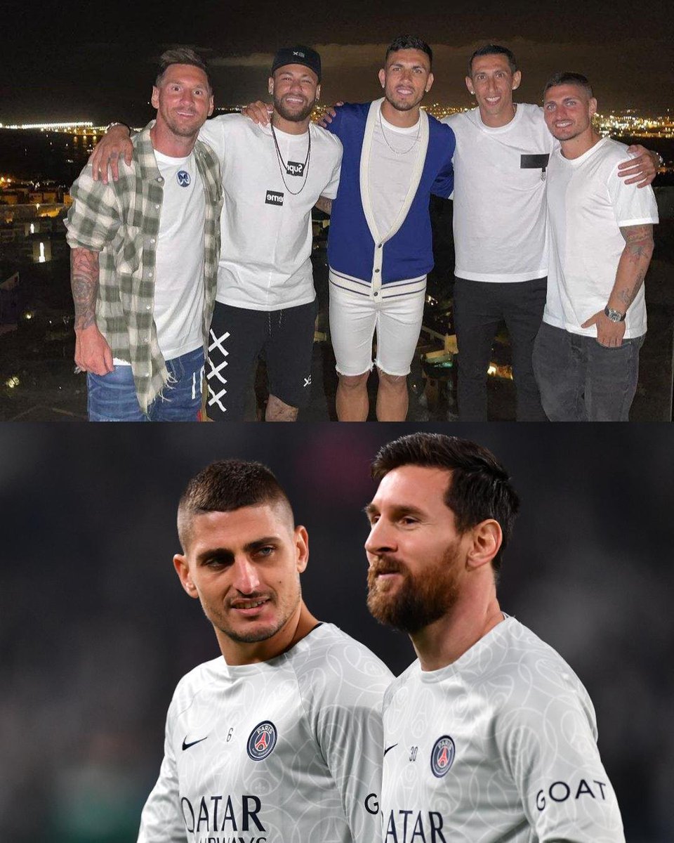 FTBLsection's tweet photo. Marco Verratti on when Messi was convinced to join PSG:

“I remember a fantastic evening that became almost magical. We were in Ibiza, and Neymar came up to me and said that tonight we would be having dinner with Leo Messi as well.

So there we were at the table: me, Leo (Messi), (Leandro) Paredes, Ney, and (Ángel) Di María. We talked and had a good time. And we kind of, so to speak, kept going on at him to convince him to come to Paris.

Late that night, we said goodbye, and the next day we read that there were problems between him and Barcelona. Then, in the early afternoon, Neymar calls me: ‘Marco, Leo is coming to us.’

Incredible — from having him at dinner to having him as a teammate. A magical evening.”