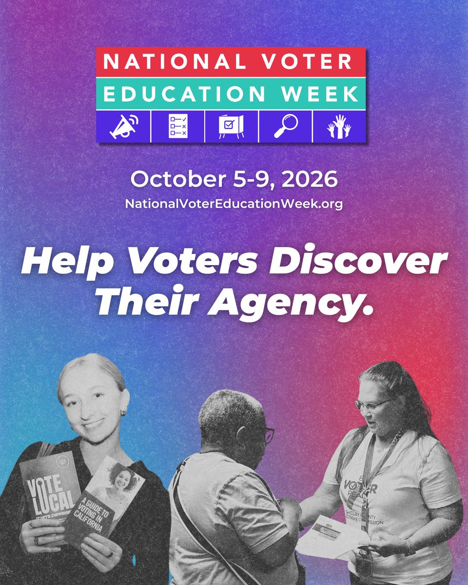 866OURVOTE's tweet photo. Election Protection partners are celebrating #NationalVoterEducationWeek this year because they know that civic participation can only grow with the help of clear, concise information from trusted messengers.

Celebrate in your community. Sign up at https://t.co/3roHDM6a3N https://t.co/fTWN8q8LjB