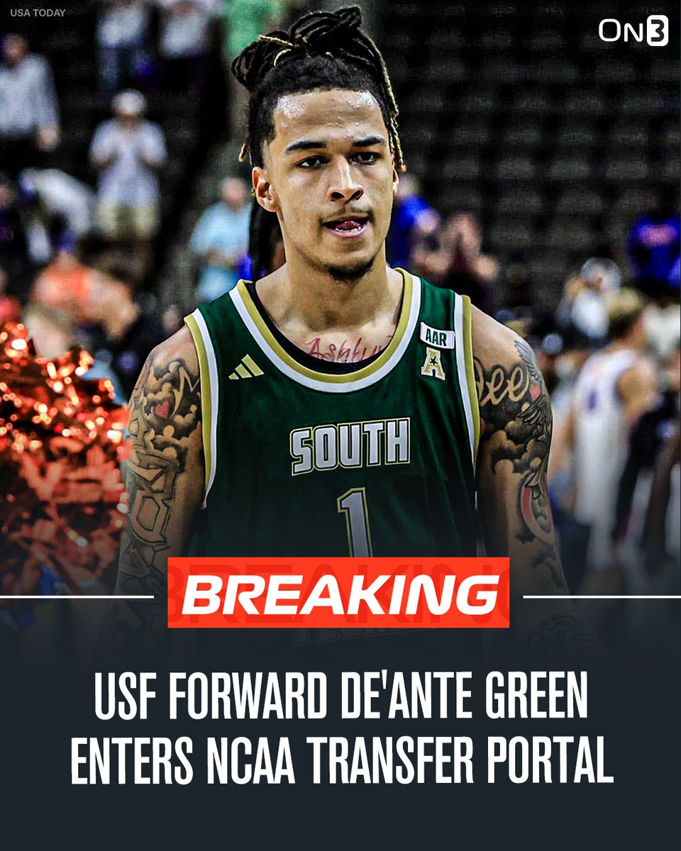 TransferPortal's tweet photo. NEW: USF forward De'Ante Green has officially entered the NCAA transfer portal, @PeteNakos reports.

https://t.co/Im777miSMM https://t.co/vh64G83yyF