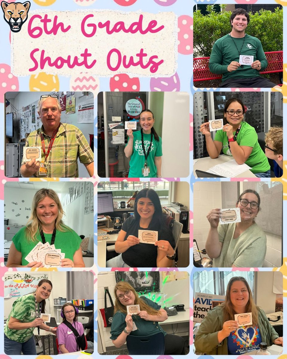 cwoottie's tweet photo. Even though it was a short week, there was lots of ❤️ shared with our teachers and staff! Another week with lots of 🩷 shown to our fabulous teachers and staff!🤩 #WeeklyShoutOuts #KMSCougarPride 🐾 @MrsWidmier_KMS @02leili05 @counselors_kms https://t.co/GX2i6vG7UG