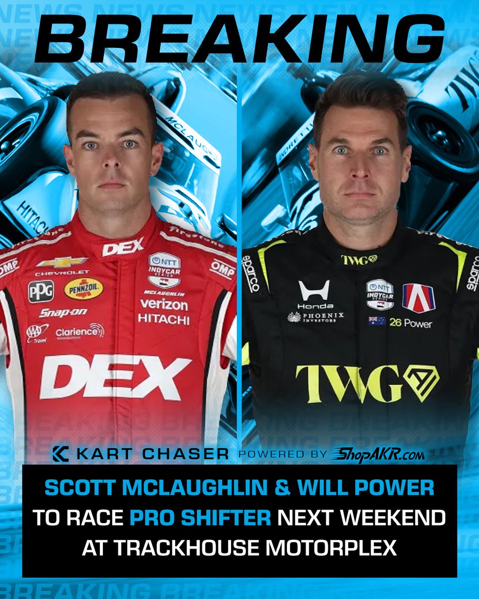 Former IndyCar teammates <a href="/smclaughlin93/">Scott McLaughlin</a> &amp; <a href="/26WillPower_/">Will Power</a> are set to take on Pro Shifter at next weekend's Carolina Grand Prix!

📲Watch LIVE on the Official Kart Chaser YouTube Channel! (LINK IN BIO)

#IndyCar #Karting #Motorsports