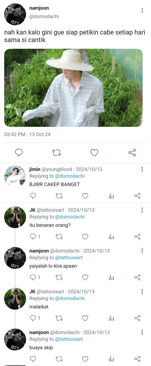 dimplesxcheeks's tweet photo. namjin onetweet au

terlalu sering mendatangi club malam dibanding belajar untuk masa depan membuat sang kakek harus turun tangan dan membuang cucunya ke pedesaan dan bertemu dengan petani cantik. https://t.co/sfnSuCPghE