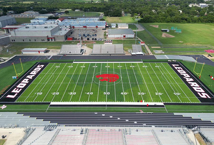 shawsportsturf's tweet photo. A field should represent the program that calls it home 🎨

With Game ON® by Shaw Sports Turf, logos, lettering, and detailed field graphics are tufted directly into the turf surface — creating bold designs that stay sharp season after season.

#ShawSportsTurf #MoreThanAField #GameON #FieldDesign #AthleticBranding #CustomTurf #ProgramPride