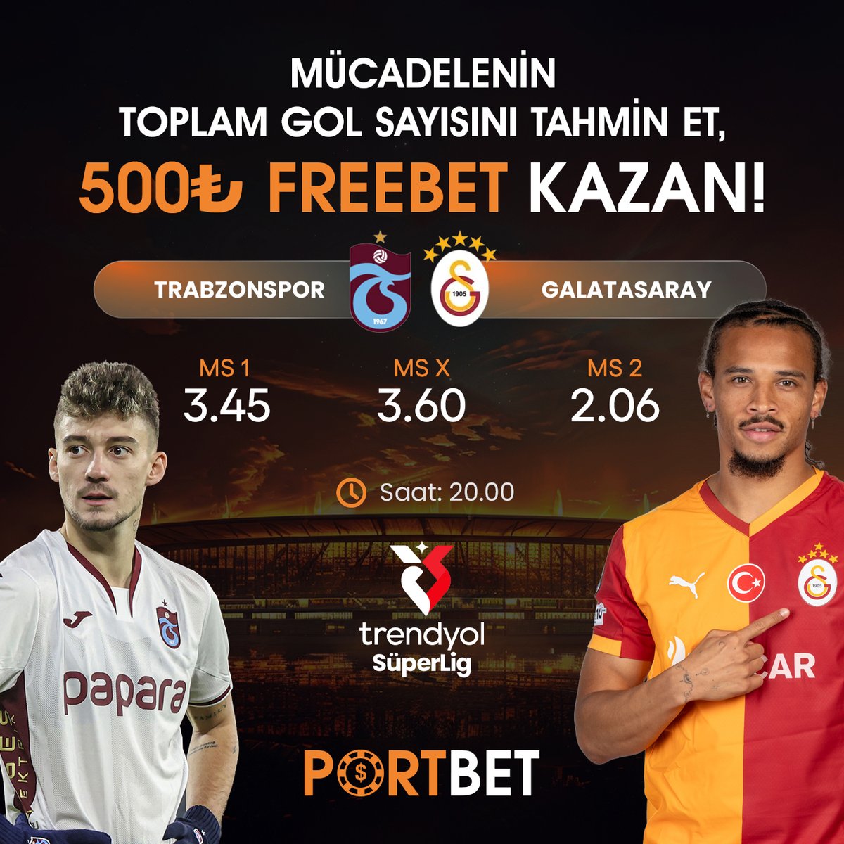 portx26's tweet photo. 🇹🇷 Trabzonspor vs Galatasaray Derbisinin Toplam Gol Sayısını Bil, 500 TL FREE BET Kazan!

➡️ Katılım İçin: https://t.co/cAKya4KvuM

ℹ️ Son işlemi bonus olan üyeler yararlanamaz. 1.30 Çevrim, min&amp;max Free Bet'in 5 katı çekim yapılabilir! 1 ay içinde 500 TL yatırım şartı vardır! https://t.co/F7kZgv2j2b