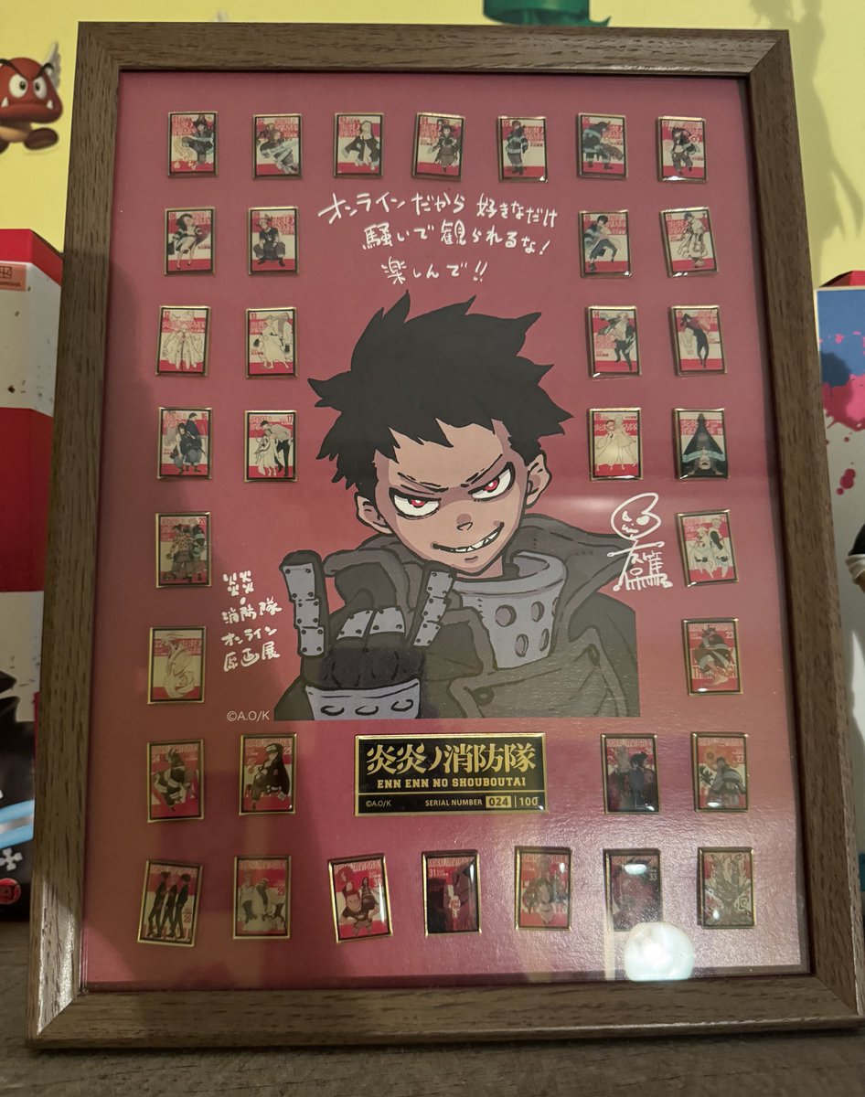 Also needed to share the coolest Fire Force merch I own which doesn’t even fit on the shelf; a pin set of every single volume cover!
