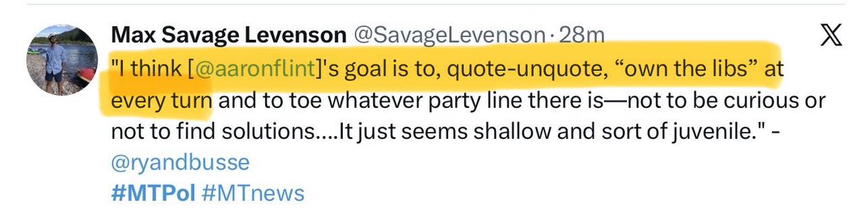 Rock solid endorsement for <a href="/aaronflint/">Aaron Flint</a> here.  I’m sold. #mtpol