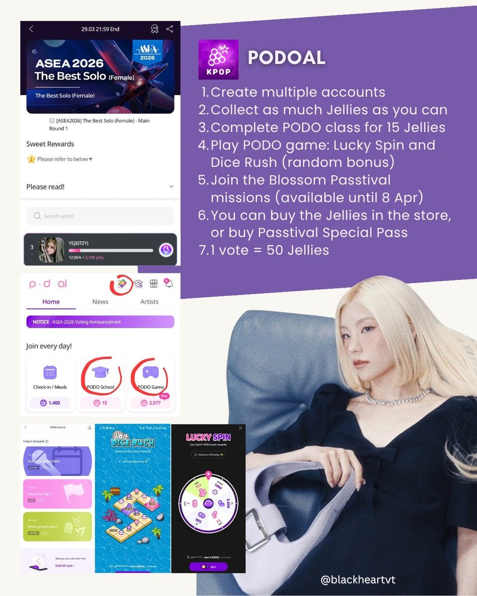 BlackheartVT's tweet photo. [🏆ASEA 2026 - MASS COLLECTION WAVE 1]

📅D-10 ROUND 2
#YEJI is still safe within Top 10, focus on voting ticket collection.

For busy Blackhearts, please focus on Mubeat as it gives the most tickets, use multiple accounts. https://t.co/PESE6Y8EHf