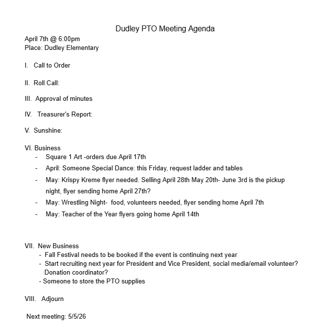 📣 Join us for our PTO Meeting!

We’d love to see you tomorrow, April 7th from 6–7 PM in the DES Library. Come connect, share ideas, and help support our school community!

Hope to see you there!