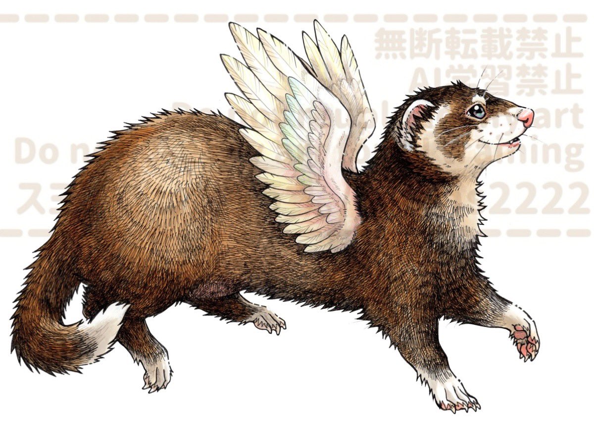sms2222's tweet photo. 大好きだよ！

モフっとして
ニョロっとした
相棒たち💖💖💖

#Nationalferretday🐾
#originalart #いたちっち。 https://t.co/Qt0hljTL9C