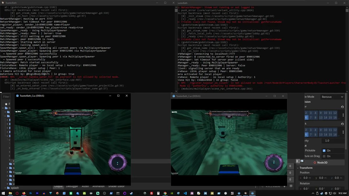 GrimlightHQ's tweet image. Gm all. ToasterBath 0.0.3 is almost ready. Having issues with an authority bug that I'm nearly close to cracking. I'm crunching now so that when I start getting people to help, they wont have to. #solodev #gamedev #devlife #shooter #comingsoon