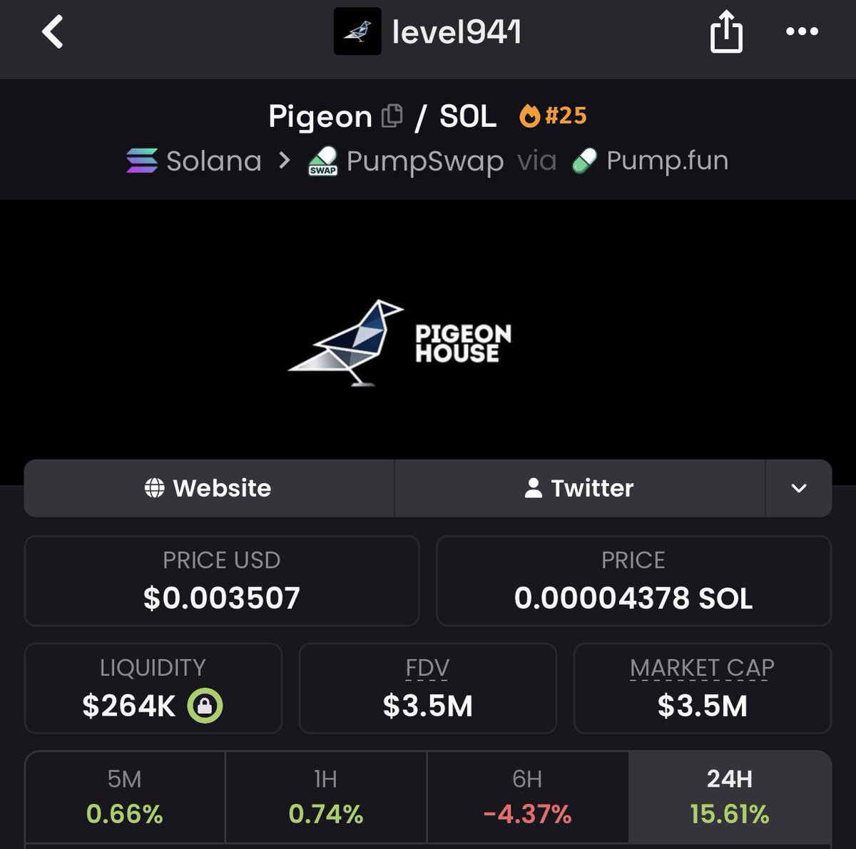 The cleanest dexscreener profile on the market. 

PIGEON
