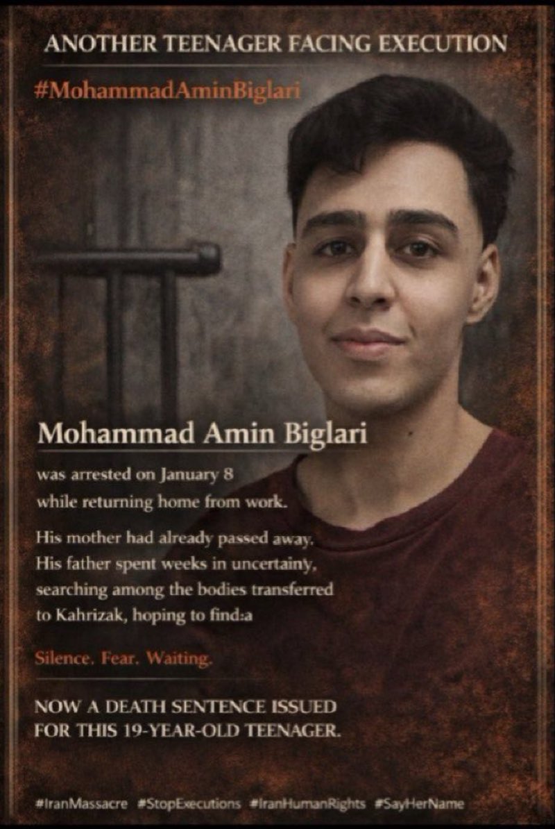 TRahimi1160's tweet photo. 🆘 🆘 🆘 🆘 🆘 🆘 🆘 🆘 🆘 🆘 🆘 🆘 
Say his name:
Mohammad Amin Biglari
Mohammad Amin Biglari
Mohammad Amin Biglari
Mohammad Amin Biglari
Mohammad Amin Biglari
Even today is too late.
Speak up and save his life.
#MohammadAminBiglari
#DigitalBlackOutIran‌
#KingRezaPahlavi‌ForIran https://t.co/nvnoGRrTMp