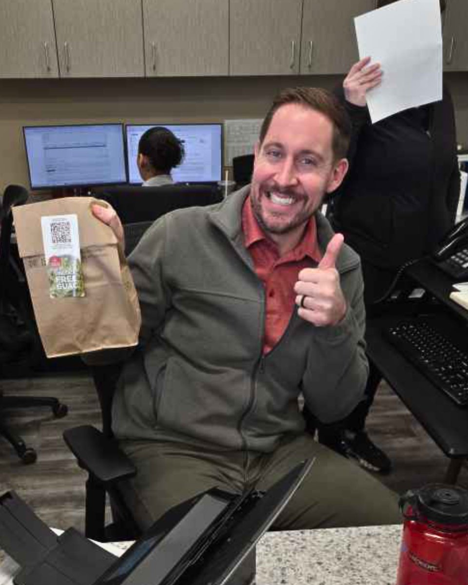 When DoorDash needs a picture, Mike delivers! Holding it down at the front desk and making sure the food gets its moment. Just another day of keeping things running smoothly.