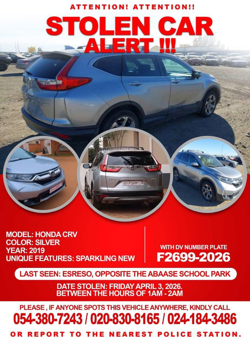 Guys, please my friend <a href="/iamabenakay/">AbenaKay Yiadom</a>’s husband’s car was stolen from their Kumasi home last night. Please RT and report when you see it.