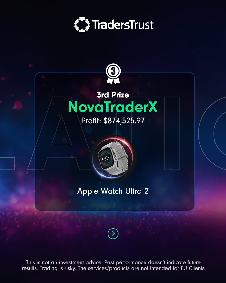 Congratulations to 3 winners! 🎉   

1st Prize   
Yuki   
Profit: $1,977,611.35   
Japan      

2nd Prize   
Capital Toro   
Profit: $1,682,882.90   
Uruguay      

3rd Prize   
NovaTraderX   
Profit: $885,675.57   
Argentina      

Thank you to all the participants for