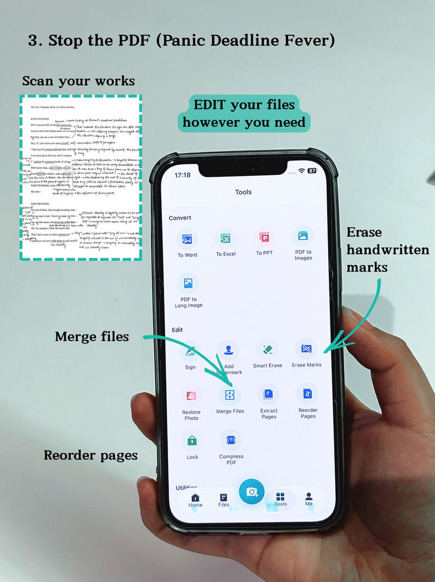 CamScanner's tweet image. The PDF way to boost your productivity! Ditch the piles of messy papers and endless scrolling. This simple guide shows you how to make the best use of CamScanner! #camscanner #scannerapp #scanmoreprofessionally #productivitytips #studyhacks