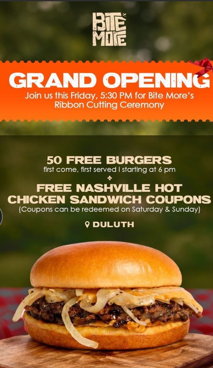 atlhaps's tweet image. Bite More, a new halal spot in Duluth, has free food today and this evening at its grand opening. Here’s how to get it: atlantafi.com/bite-more-gran… #freefood