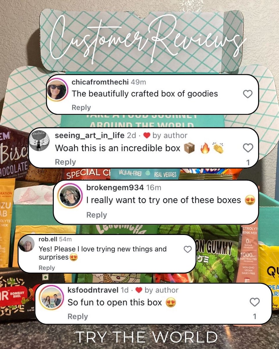 Trytheworld's tweet image. This isn’t a normal snack package, it’s a snack package that uncovers the world! ✈️

We appreciate every single supporter who’s willing to explore new treats and have a curious mind about culture! 🤗

#TryTheWorld #CustomerReviews #Global #World #Curiosity