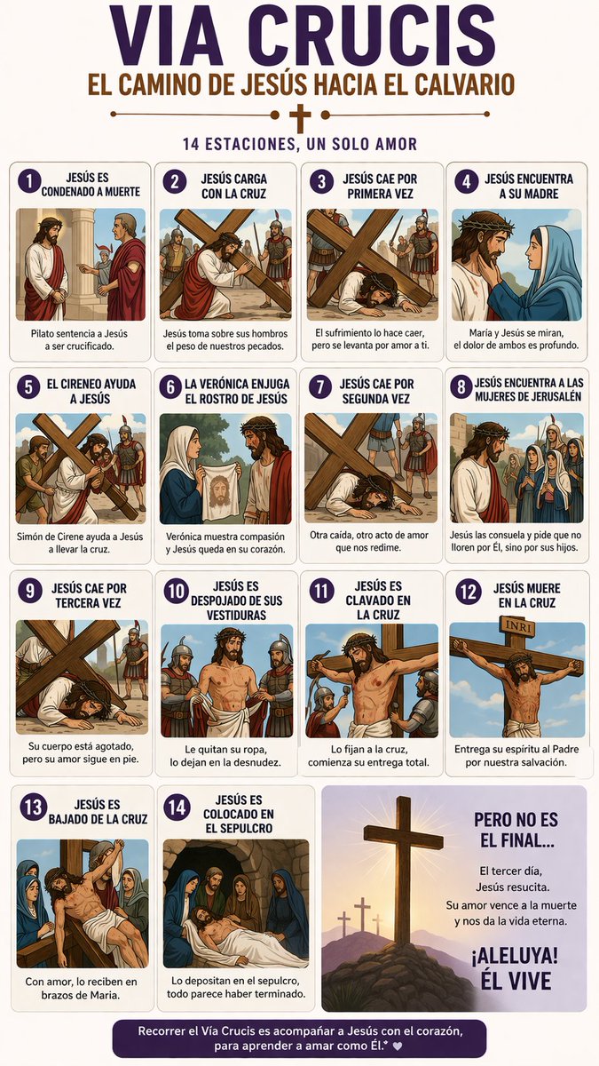 Ultimo_Minuto__'s tweet photo. ¿Qué fue el Vía Crucis de Jesús y qué pasó en cada una de las estaciones?
Esta infografía de Último Minuto te lo explica todo
https://t.co/Fmp5q4Gc28
#viernesSanto #viacrucis #jesus #semanasanta https://t.co/UPM7KBj598